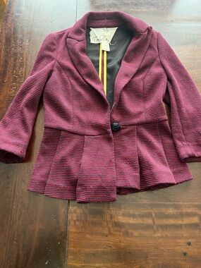 Tabitha Burgundy and Black Peplum Blazer